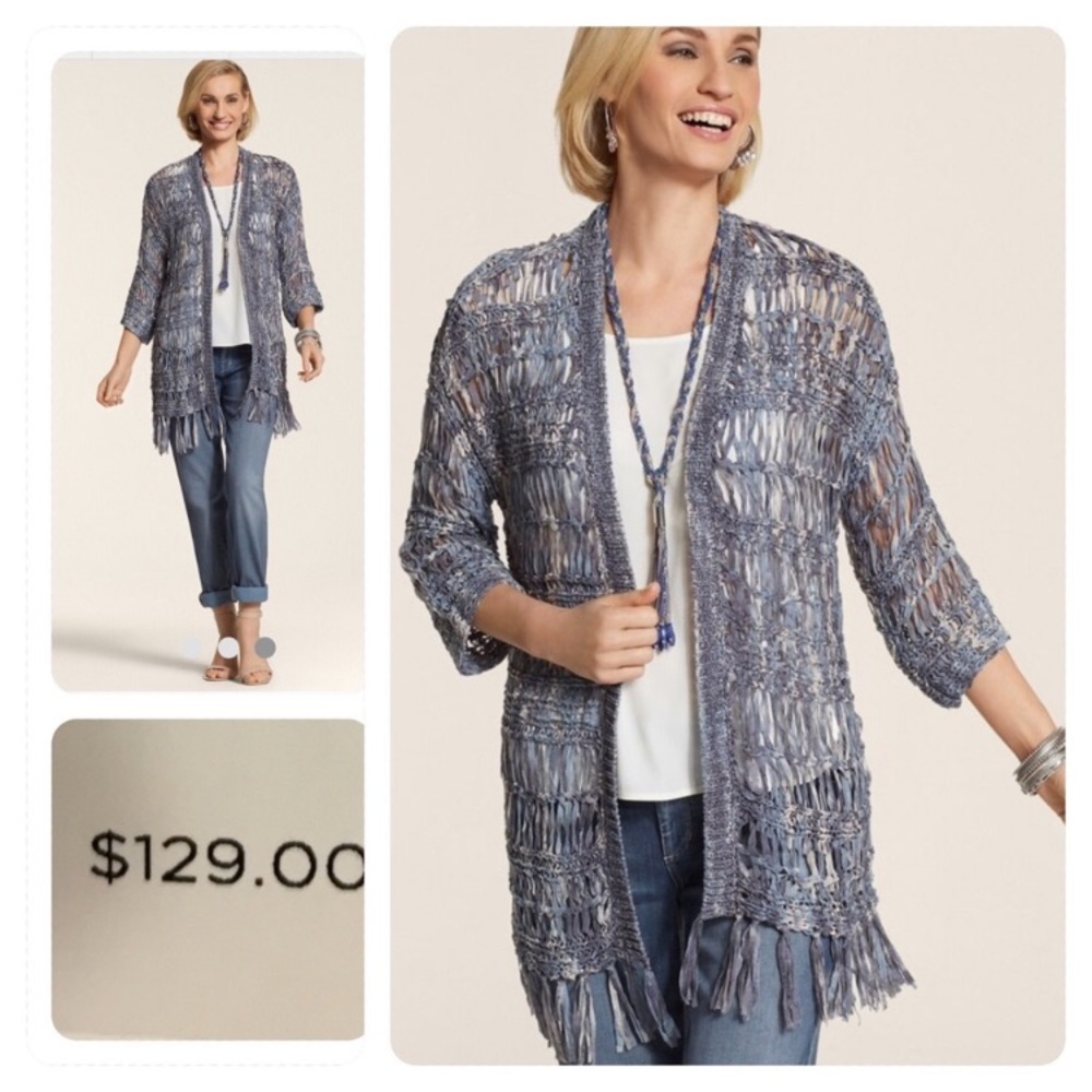 Chico’s Fearless Fringe Lely Cardigan Size 3